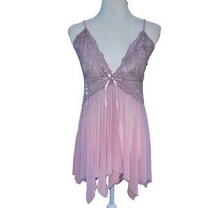 Avidlove Lace Mesh Babydoll Chemise XL Romantic Sheer V-Neck Lingerie Nightie